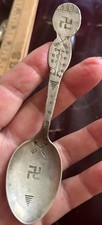 VINTAGE NATIVE AMERICAN NAVAJO Whirling Log Stamped Ingot SILVER SPOON picture