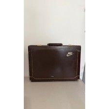 Vintage 80s Nike Employee Promo Briefcase Brown Leather Attache Case RARE picture