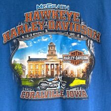 Harley Davidson Motorcycles Blue T-Shirt Men’s XL Hawkeye Coralville Iowa picture