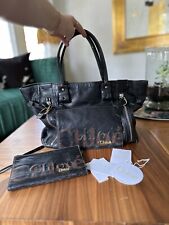 Chloe's Eclipse Black Dark Brown Synthetic Leather Handbag And Wallet Tote picture