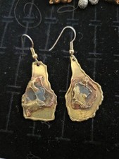 Vintage Large Brutalist Earrings Mixed Metal Dangles Mid Century  picture