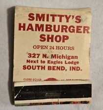 Vintage Smitty's Hamburger Shop 24hrs South Bend, Indiana Matchbook AS IS M8 picture