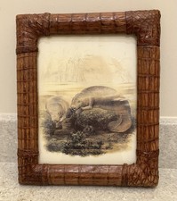 Rare Antique 1930s Genuine Crocodile Skin Picture Frame picture