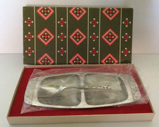 NOS Vintage Alessi 4057 Rogers Navaho divided stainless serving tray spoon box picture