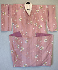 Vintage Japanese Women’s Long Coat Kimono Pink Salmon 63
