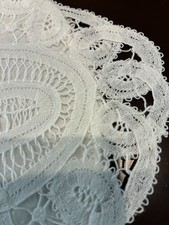 Antique Battenberg Lace 12-Pocket Bun Warmer Double Tier Scone Roll Liner 1920s picture