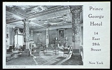 Vintage B & W Prince George Hotel Corner Of Main Lounge New York  c1939 Postcard picture