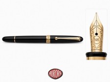 AURORA 88 Slim Fountain Pen Black Resin 14K Gold Nib M Vintage picture