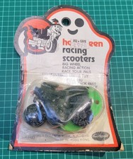 Rare Vtg Fun World Halloween Black Witch Racing Scooter Toy in Package HONG KONG picture