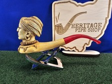 Antique 3-Star Figural Human Head Block Meerschaum Tobacco Smoking Pipe, Case picture
