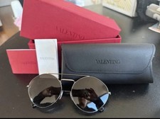 Valentino VA 2036 Women’s Round Sunglasses Silver Metal Gray Mirrored 140mm picture