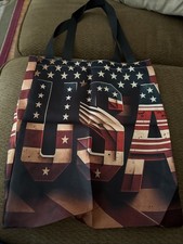 Polyester Tote Bag “USA” With Red White And Blue And White Stars W/double Handle picture