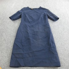 Akris Dress Womens M Blue Woven Sheath Knee Length Half Sleeve Workwear Office picture