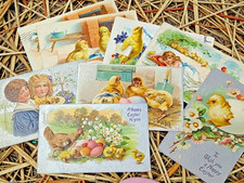 8 Vintage Tuck's Easter Postcards Chicks Eggs Children Series 101 103 112 113 picture