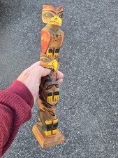 Big Large Vintage 1940's Eden Seattle Pacific Northwest Carved Wood Totem Pole picture