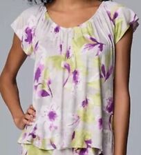 SIMPLY VERA WANG 1 pc Pajama Top  Sz Large / L - Gray & Purple Floral - New picture