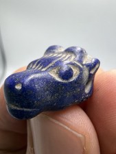 Lapis Ancient Roman  Lazuli Carved Ram Bull Head Amulet Bead Animal Pendant picture