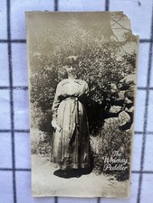 Antique 1910s Photo Woman Long Dress Belted Waist Edwardian Fashion Outdoors picture