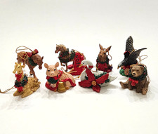 VTG Silver Deer Tom Rubel Christmas Animals Collection Tree Ornaments Set of 8 picture
