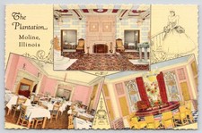 Moline Illinois The Plantation Restaurant Interior Rock Island County Postcard picture