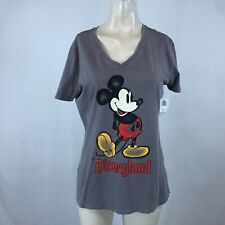 DISNEY - WOMEN'S LARGE GRAY DISNEYLAND MICKEY MOUSE V NECK TEE picture