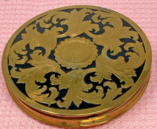 Vintage 1930.s Rex Fifth Avenue Raised Gold=Tone over Black Compact #951 picture