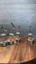 Vintage Mid Century Kinetic Wire Metal Sports Figurines Lot Of 4 Bobbleheads  picture