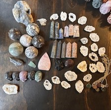 Mixed Crystal Lot 56pcs 11lbs 3oz | Purple Mica, Blue Calcite & More |Clearance| picture
