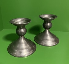 Set of 2 Vintage Kirk Pewter CandleHolders Handcrafted  3.5”H Art picture