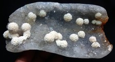 STUNNING OKENITE BALLS IN AMETHYST MATRIX SEMI GEODE MINERALS SPECIMENS picture