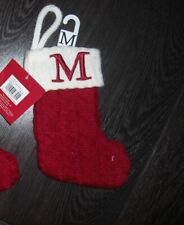 NWT St Nicholas Square Letter M  Knit Monogram Mini Christmas Stocking picture