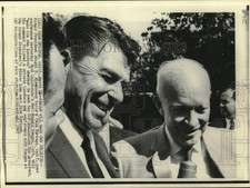 1961 Press Photo Dwight Eisenhower, Ronald Reagan at California Press Conference picture