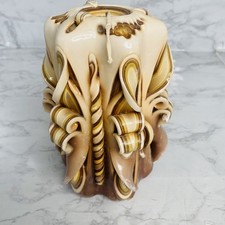 Vtg 70s Hand carved Ribbon Swirl Candle 8