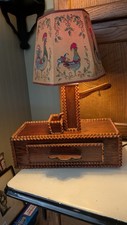 Vintage Tramp Art Lamp Folk Art Cottage Core  Rooster Shade Rare Great Price  picture