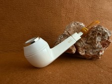 Meerschaum Pipe, Silver Spigot Stem, Handmade Rhodesian Style with Fitted Case picture