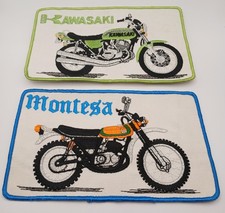 Set of 2 Motorcycle Street Bike Cloth Embroidered Back Patches Kawasaki Montesa picture