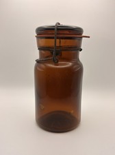 Antique Amber Putnam 425 Lightning Canning Jar 1882 With Lid Rare Pint Size picture