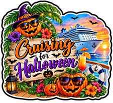 Cruising For Halloween Cruise Door Magnet, Pumpkin, Bats & Halloween Cruise Door picture