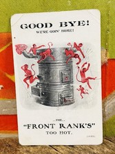 ANTIQUE C. 1920 FRONT RANK FURNACES TRADE CARD SIGN DEVIL SATAN EVIL HEATING HTF picture