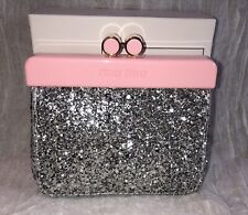 Miu Miu Small Silver & Pink Glitter Evening  Clutch With Box picture