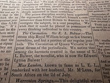 1838 Novelist Edward Bulwer Lytton Coronation Original Newspaper Article picture