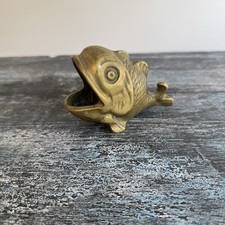Vintage Fish-Shaped Brass Metal Ashtray Decorative Fish England picture
