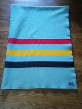 Vintage PENDLETON Wool Camp Blanket 1930s 1940s Multi Stripe Portland Tag 63x82 picture