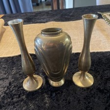 Vintage Solid Copper Bud Vases Lot of 3 Made In India Mid Century Modern Decor picture
