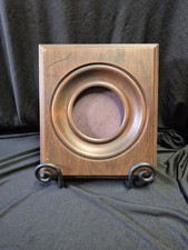 Antique Victorian Walnut Wood Picture Frame Round Portrait Opening Deep Well... picture