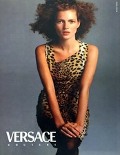1996 Versace Couture Leopard Dress photo by Richard Avedon vintage print ad picture