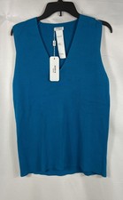 Akris Punto Women's Tank Top Sea Green Blue Viscose V-Neck Sleeveless Sz 10 NWT picture