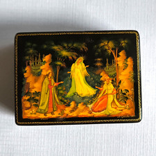 USSR Russian Palekh Handmade Hand-Painted Lacquer Box, Signed H. Sulosva 1988 picture