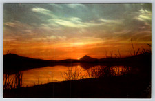c1960s Upper Klamath Lake Oregon Sunset Duck Hunting Fishing Postcard picture