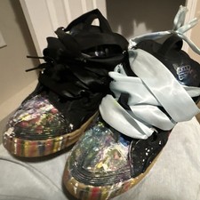 Lanvin Men’s High-Top Lace-Up Sneakers Black/Multicolor Paint Splatter picture